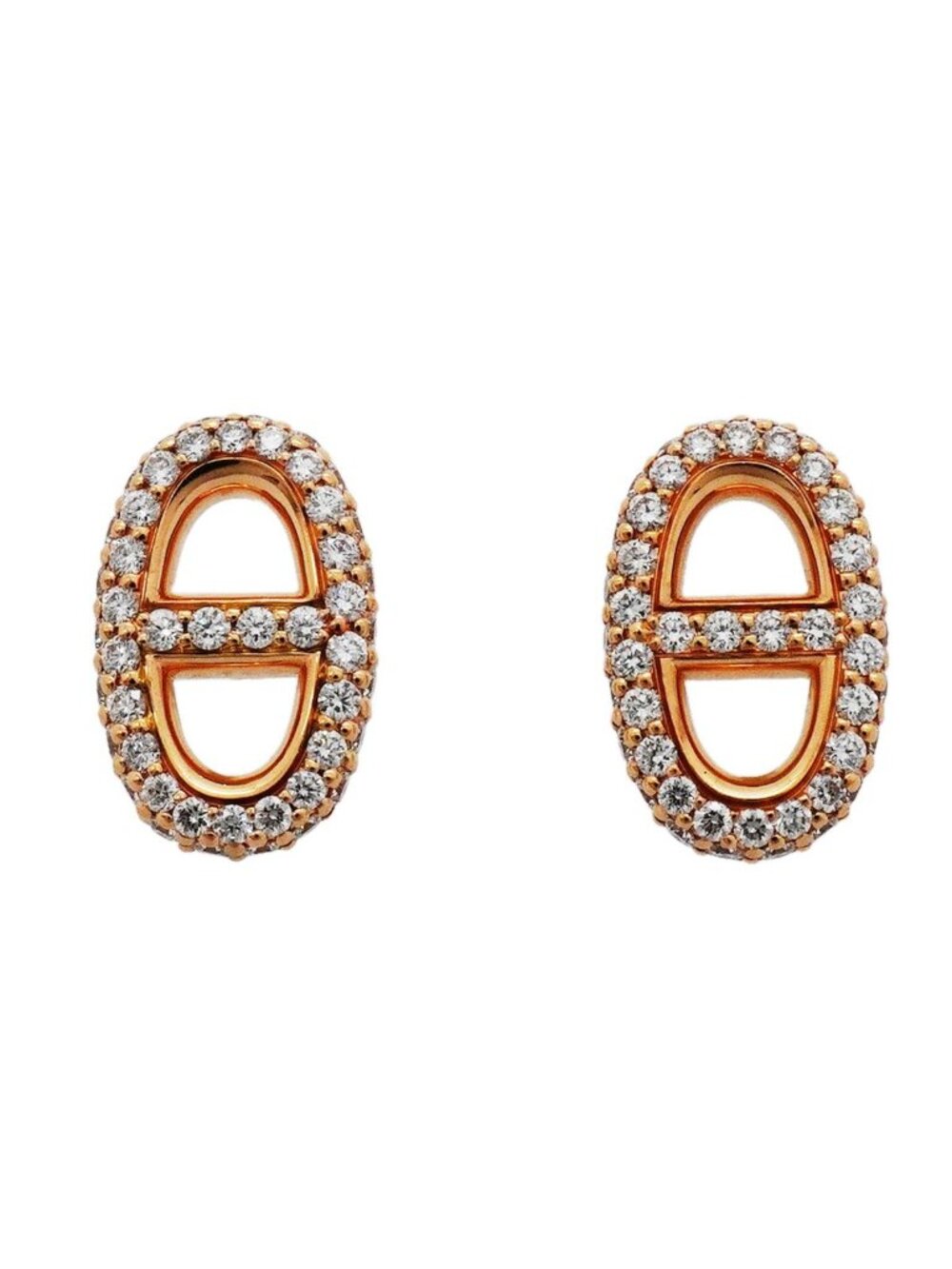 Hermes Earrings Chaine D'ancre Farandole 18k Pink Gold Diamond